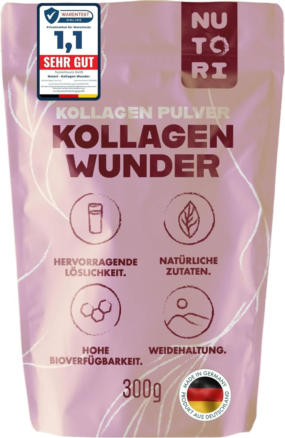 NUTOI - Kollagen Pulver 300G Optimale Bioverfügbarke