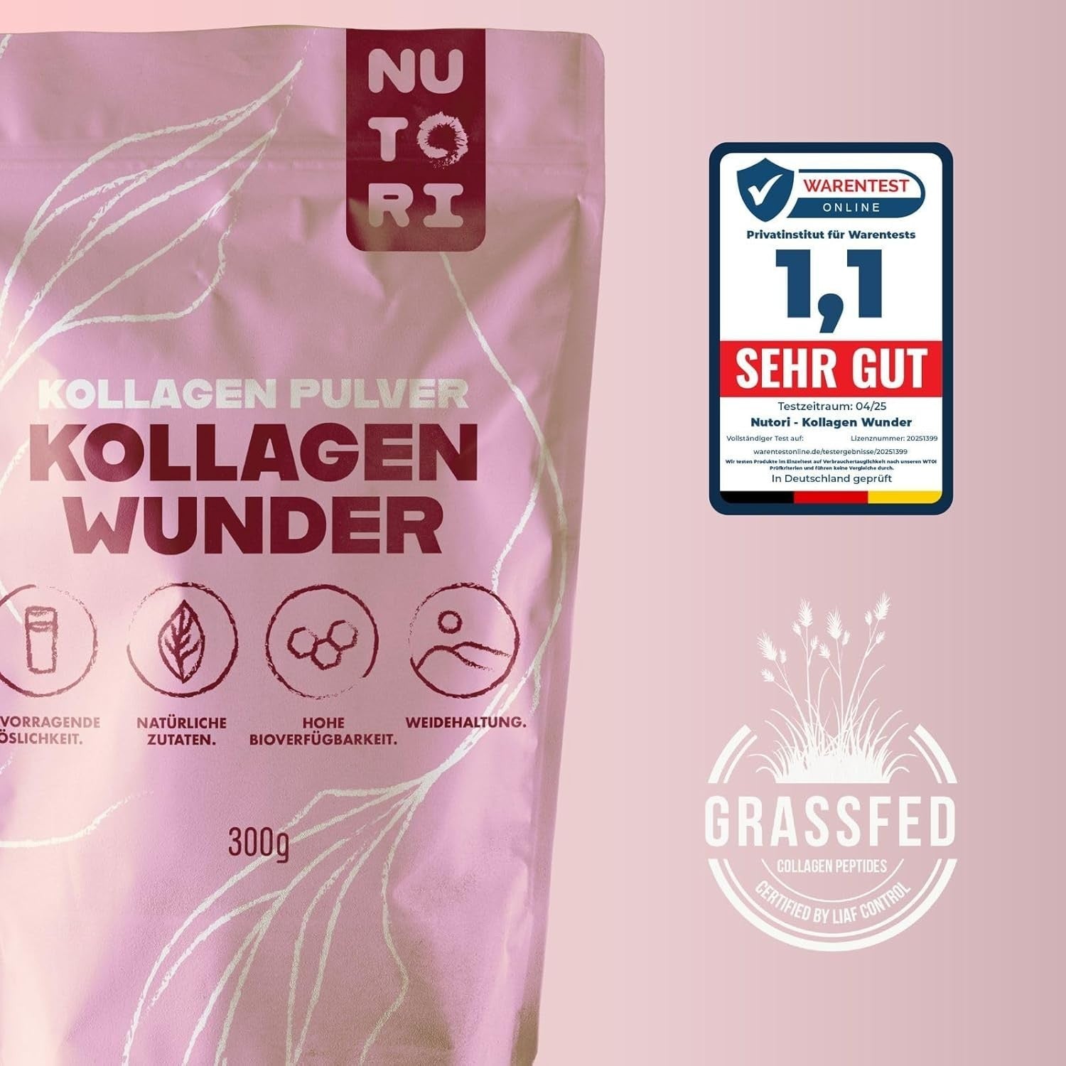 NUTOI - Kollagen Pulver 300G Optimale Bioverfügbarke