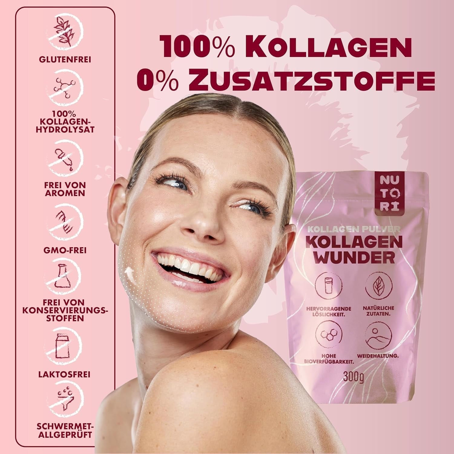 NUTOI - Kollagen Pulver 300G Optimale Bioverfügbarke